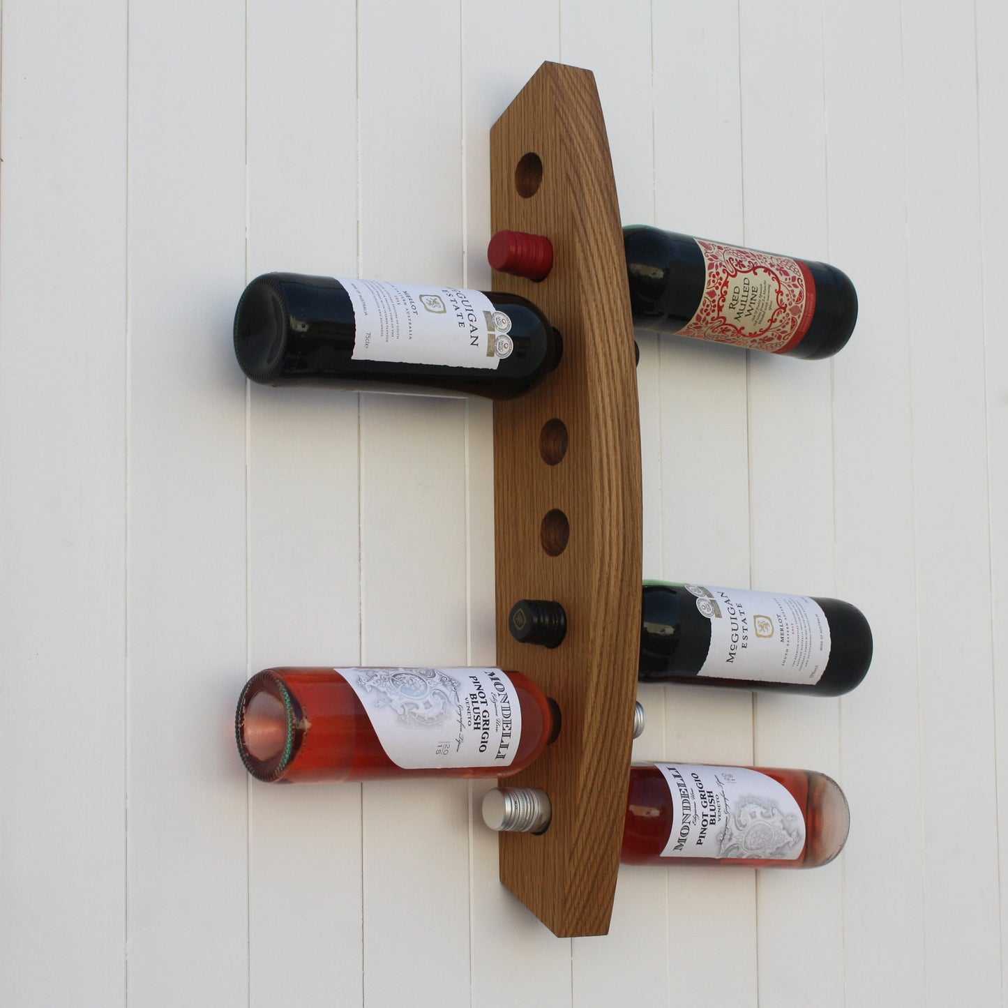 Wall mounted oak wine rack